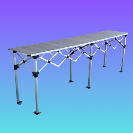 Comptoir bar pliable aluminium 280 × 53 cm hauteur réglable – Table buffet traiteur événementiel