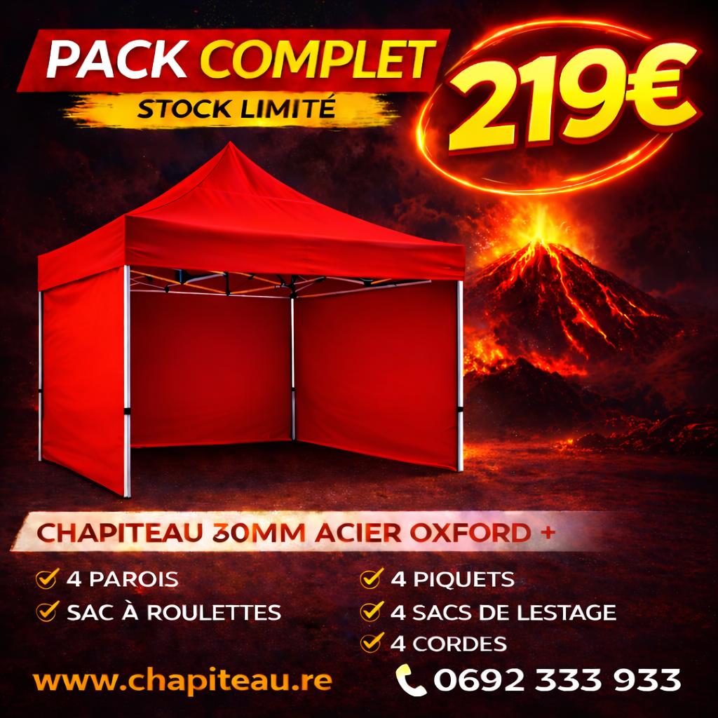 Pack complet chapiteau 30 mm acier et Oxford